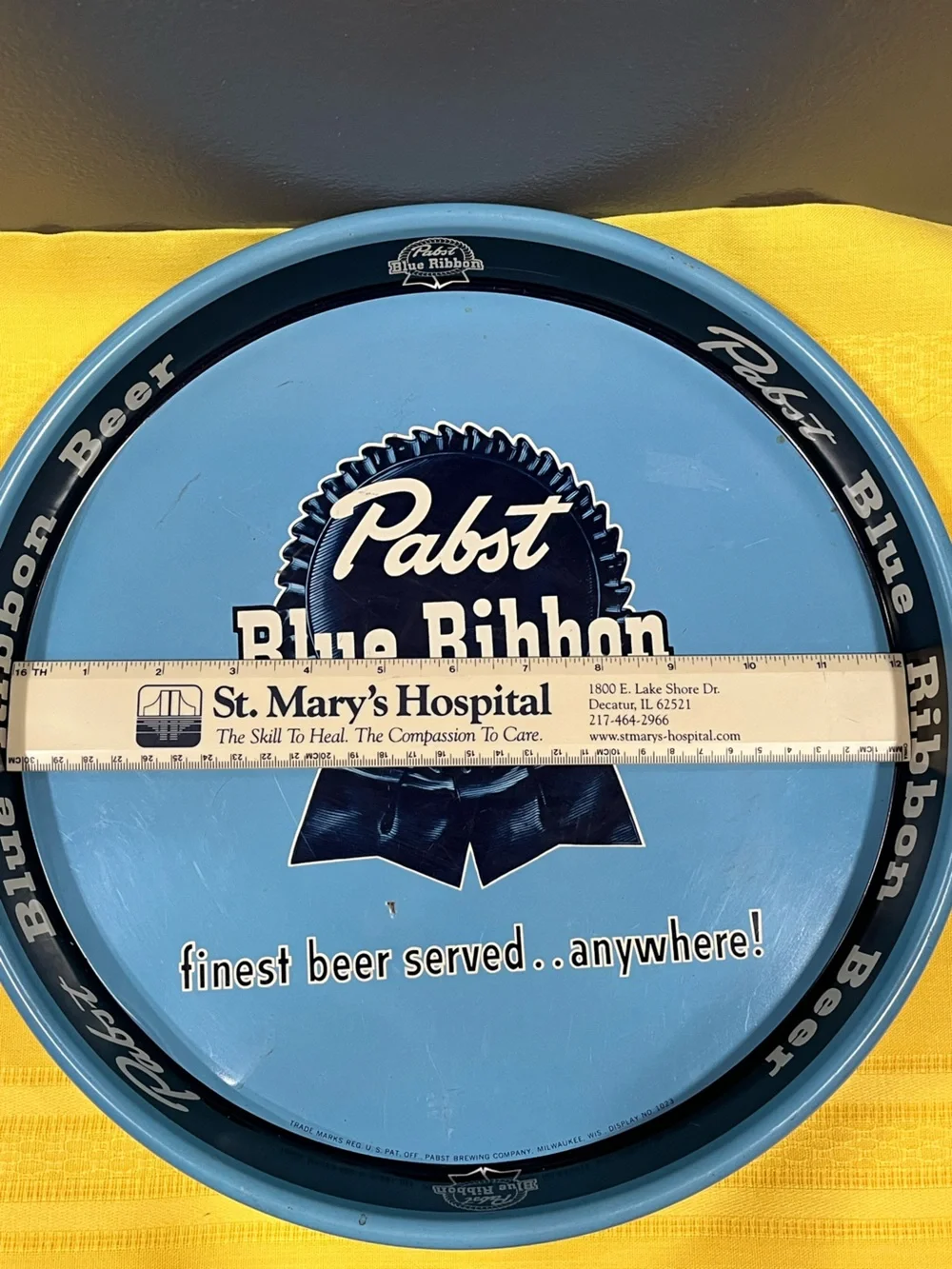 Vintage Pabst Blue Ribbon Metal Beer Serving Tray- Rare Display #1023. Authentic